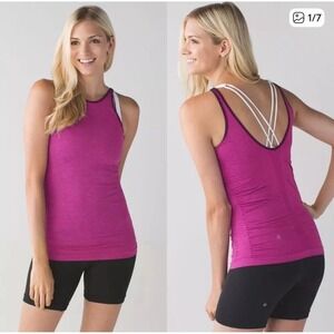Lululemon In The‎ Flow Tank Size 4 Regal Plum Purple Top Ruched Scoop Back